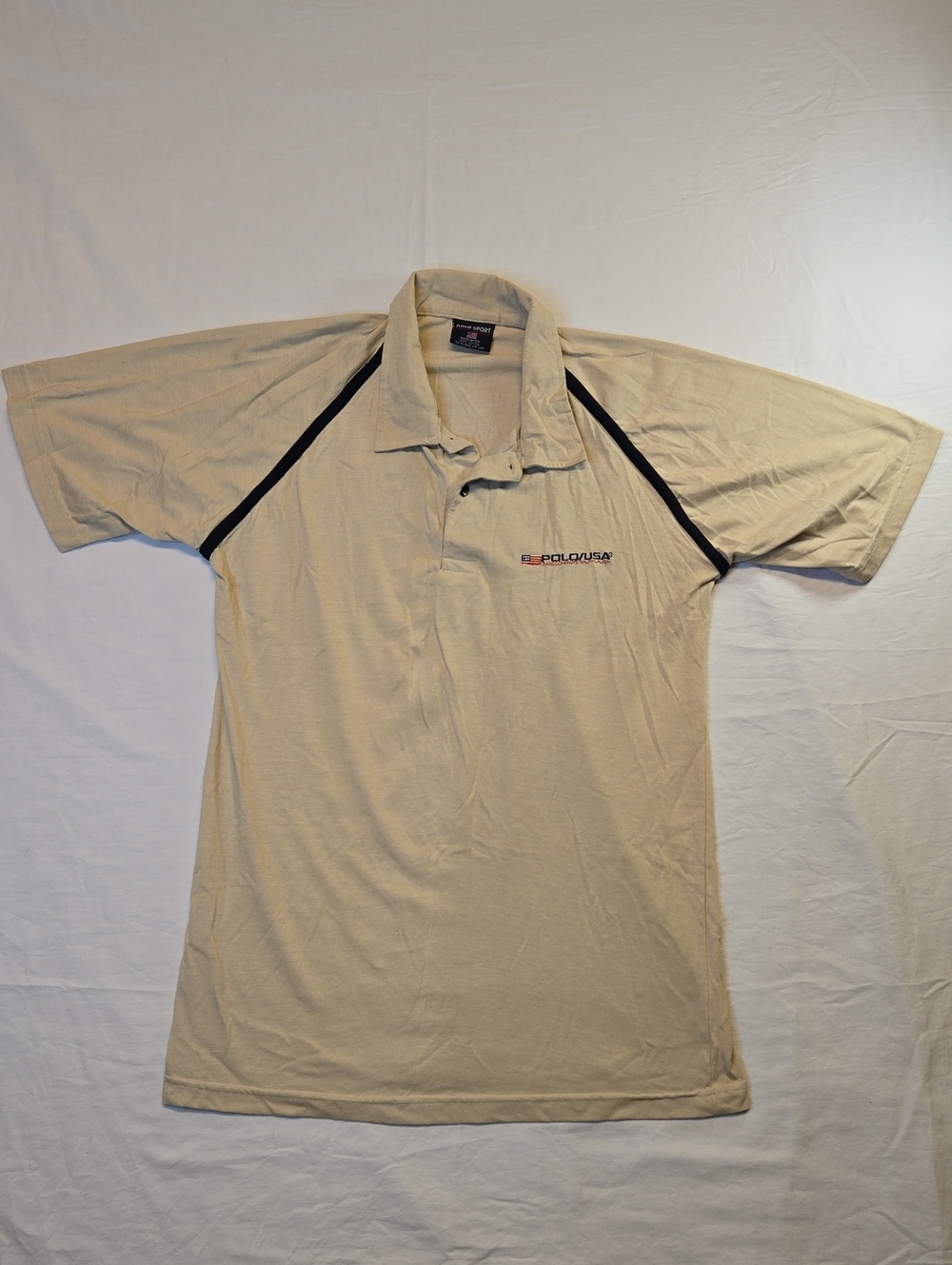 Polo Sport Ralph Lauren Beige Short Sleeve 1/4 Button Down Polo Shirt Vintage
